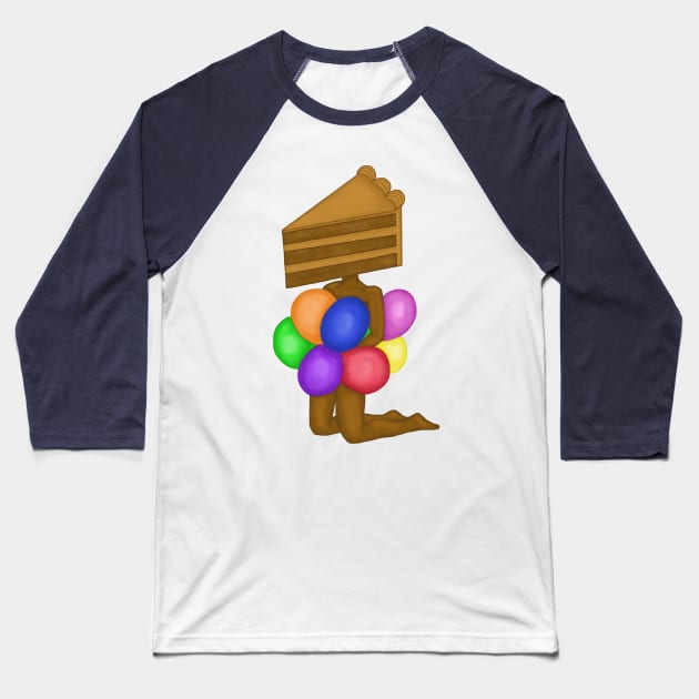 Chocolate Birthday Cake and Balloons Pin Up Baseball T-Shirt by tesiamarieart